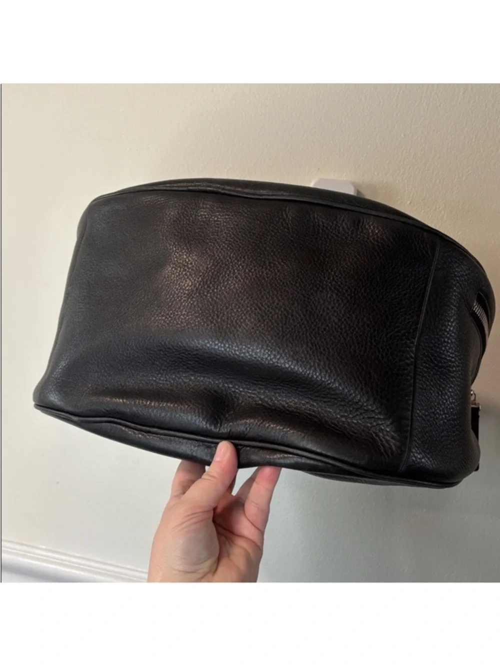 Borbonese Black Pebbled Leather Hobo Shoulder Bag